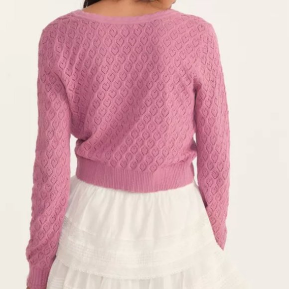 NWT Loveshackfancy Janie Cropped Cardigan in wild berry - Picture 2 of 4